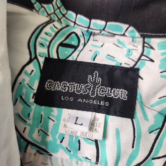 Vintage 80s Cactus Club Los Angeles Crocodile Allover Print Button-Up Shirt Sz L - Picture 7 of 10